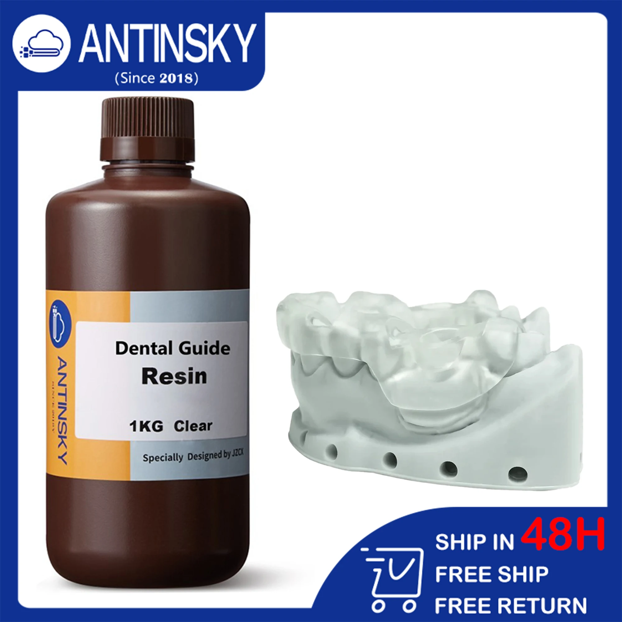 [ANTINSKY]Dental Guide Resin for DLP LCD 3D Printer UV-Curing 405nm Special for Dental Guide Plate High Temperature Clear 1KG