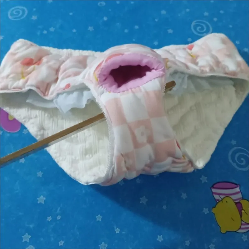 Handmade Man Panty Sissy Sweet Print Briefs Bow Multi-layer Ruffle Lace Panties With Holes Cotton Blended Puffy Briefs