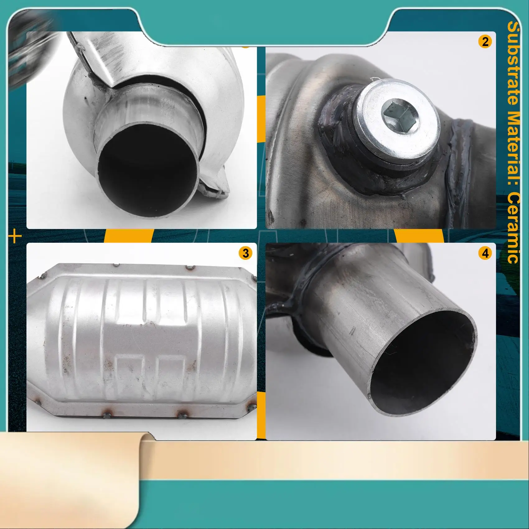 

Inlet/Outlet Universal Catalytic Converter, With O2 Port & Heat Shield 53004 Car Stainless Steel Catalytic Converter-N31R