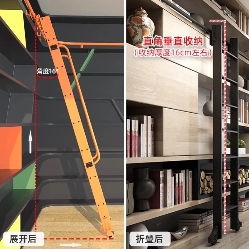 ركن متحرك سلم خزانة خزانة الكتب خزانة قوس سلم مخصص رف الكتب المنزلية سبائك الألومنيوم سلم المسار الدوار