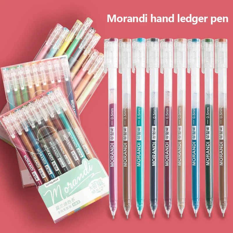 Marqueurs d'art de coloriage et de griffonnage pour étudiants, stylo à bille, peinture de scrapbooking, ensemble de stylos gel Morandi bricolage, fournitures de bureau, 6 pièces, 9 pièces