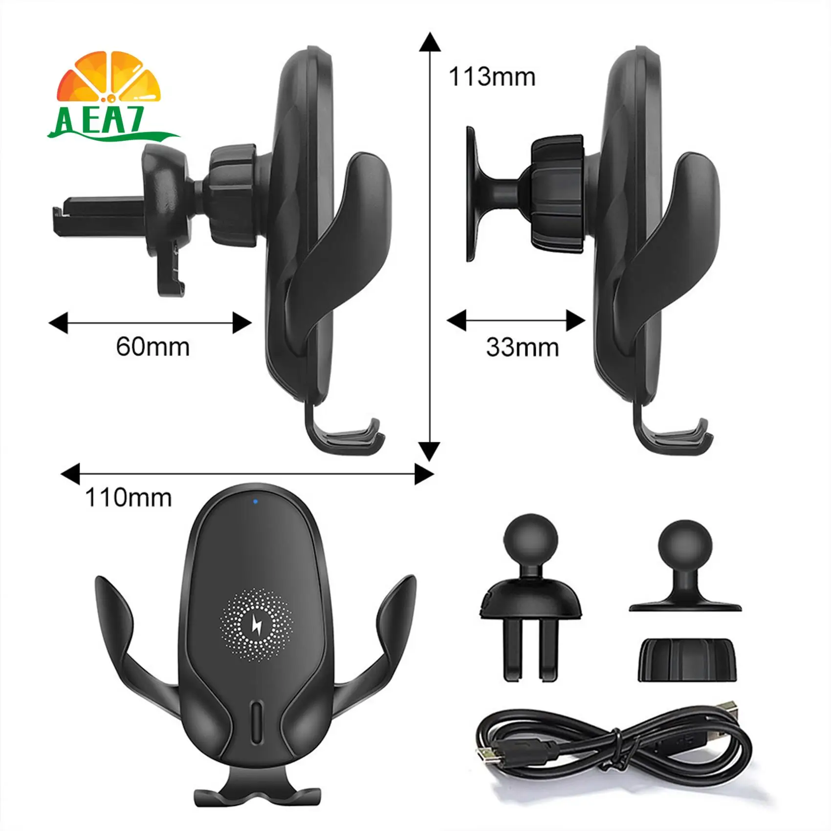 

AEA7-Car 15W Phone Charger Mount Quick QI Wireless Gravity Clamping Fast Charging Holder For Iphone Pro For