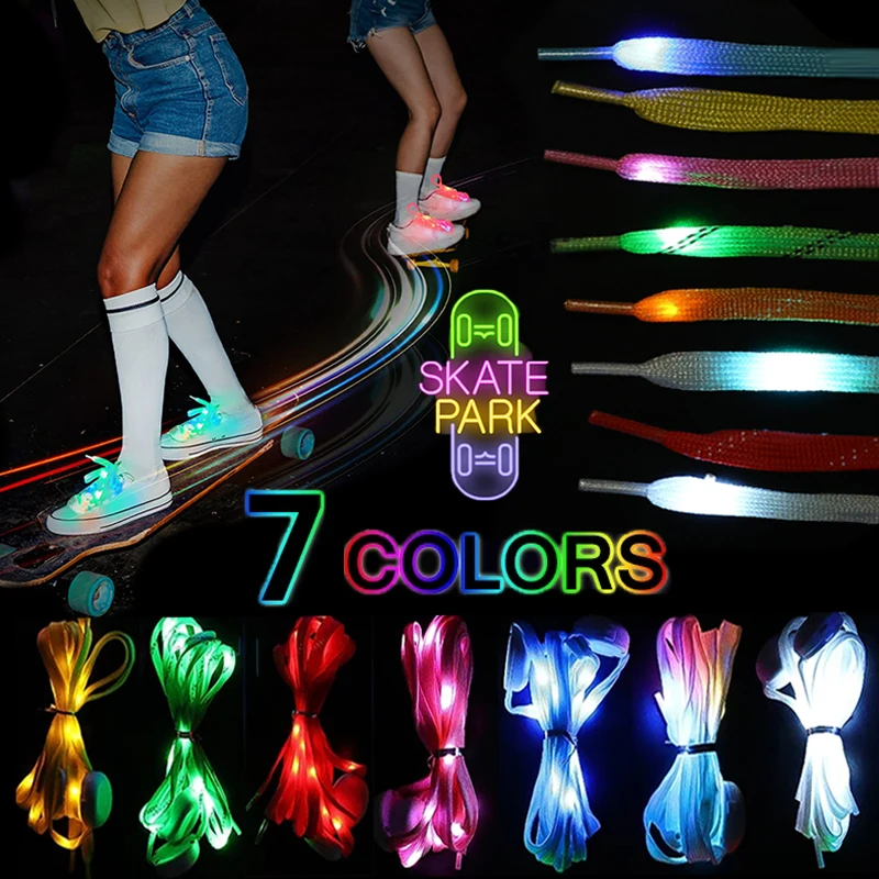 Colorful Luminous Shoelaces LED Sport Shoe Laces Glow Shoe Strings Flash Light Shoelaces No Tie Lazy Shoe Laces Party Decor