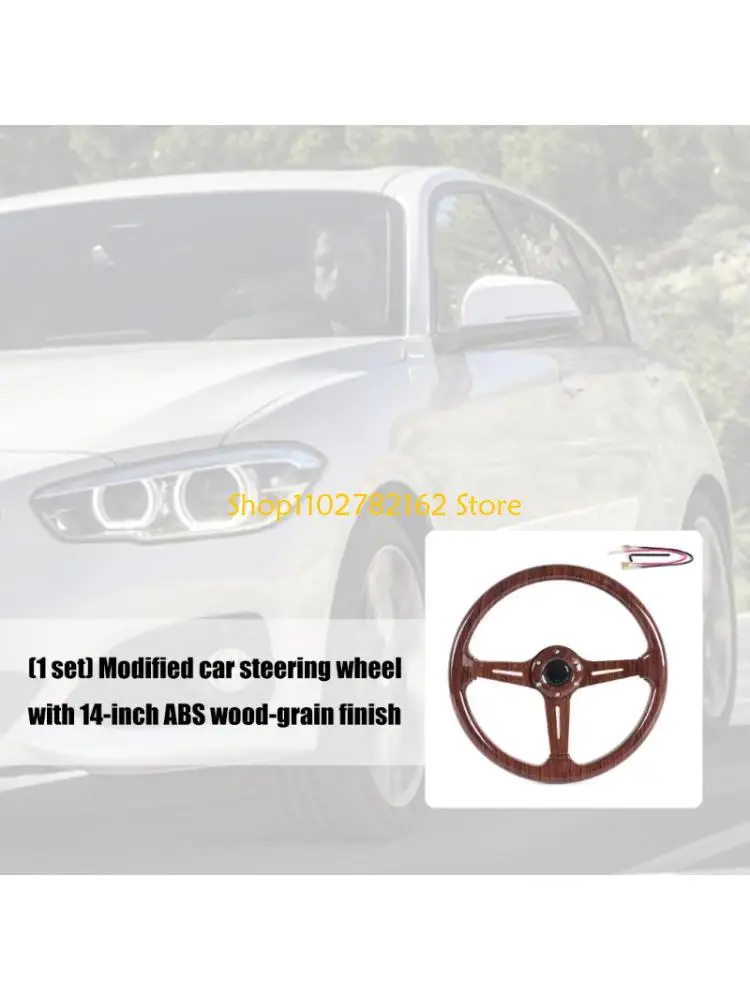 

547B Premium ABS Walnut Texture Steering Wheel 350mm Diameter Ergonomic Grip Universal Compatibility For Auto Inner Upgraded