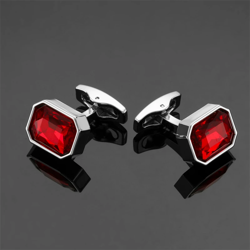 New copper material octagonal orange blue red crystal cufflinks men\'s French shirt cufflinks clothing accessories wholesale