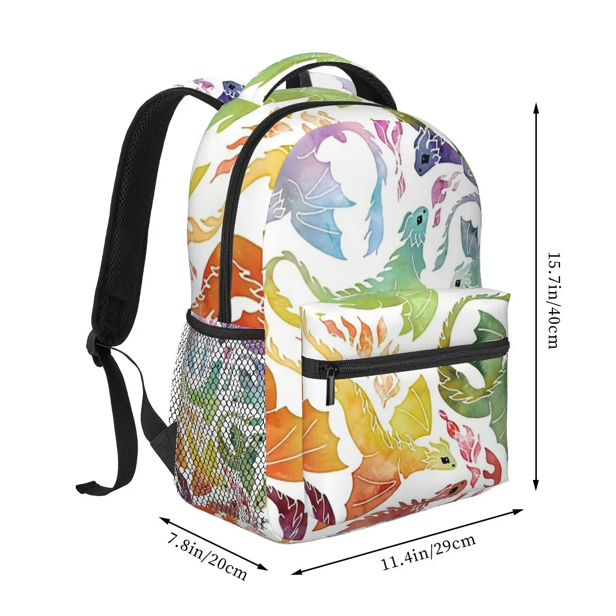 Dragon Fire Rainbow Backpacks Boys Girls Bookbag Students School Bags Cartoon Kids Rucksack Shoulder Bag Large Capacity