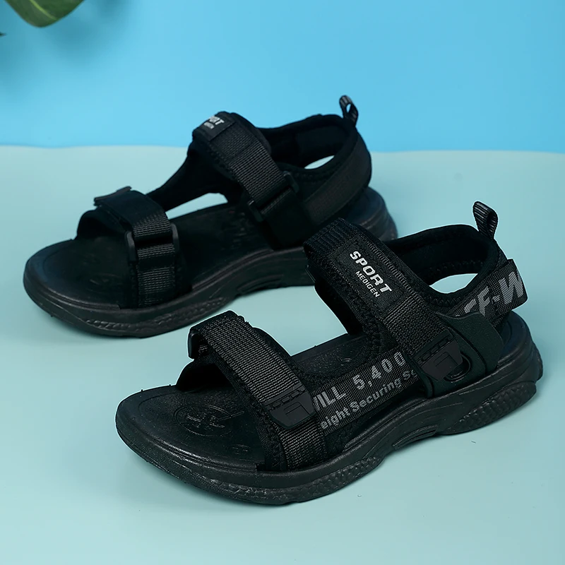 

Пара детских летних сандалий с открытым носком, дышащие, удобные, износостойкие туфли на плоской подошве, размер 28-39, WK-201.