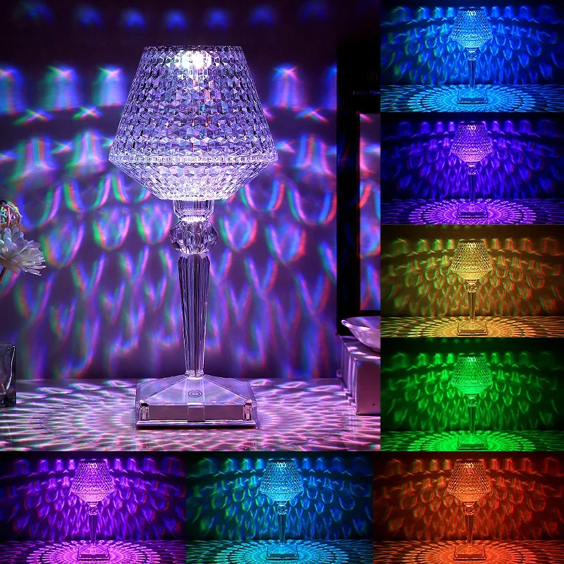 USB Acryl kristal led tafellamp Transparant prisma nachtverlichting Slaapkamer nachtkastje decor ontwerp Mini desktop transparant Bureau la