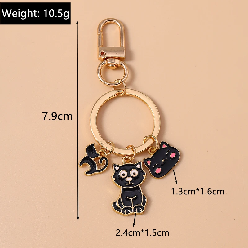 Niedlicher Emaille-Katzen-Schlüsselanhänger, Cartoon-Tier-Schlüsselanhänger, Anhänger für Frauen und Mädchen, Handtasche, Dekor, DIY, handgefertigter Schmuck, Geschenkzubehör – Detail 16