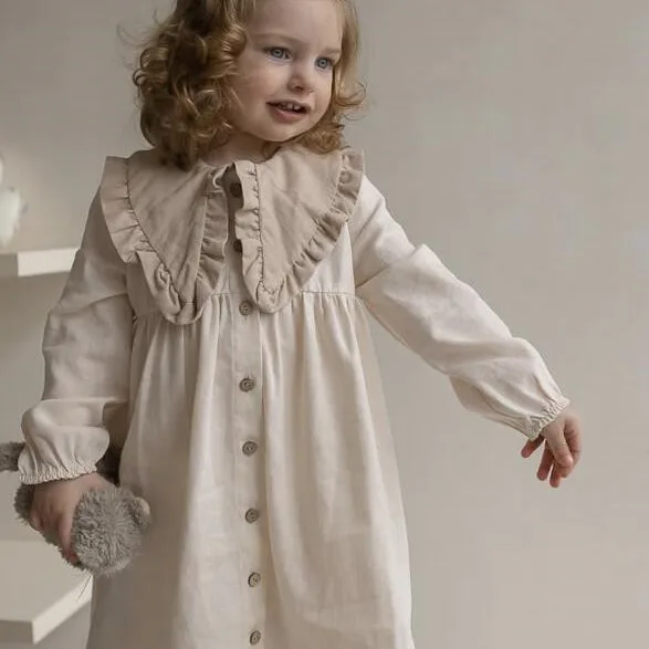 

Girls Dress Cardigan 2024 Spring Cotton Fashion England Casual Simple Loose Sweet Korean Active Vintage Spliced Cute Princess