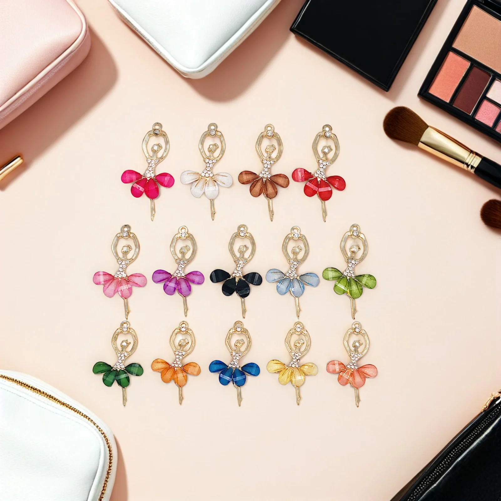 

14Pcs Ballet Dancer Pendants DIY Jewelry Making Accessories Necklace Bracelet Keychain Alloy Rhinestone Charms