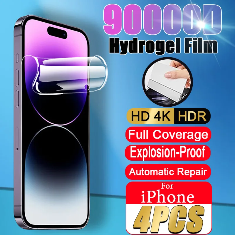 HD حامي الشاشة هيدروجيل فيلم آيفون 15 14 برو ماكس 15 زائد طبقة رقيقة واقية آيفون 13 12 11 7 8 زائد X XR XS ماكس Mini