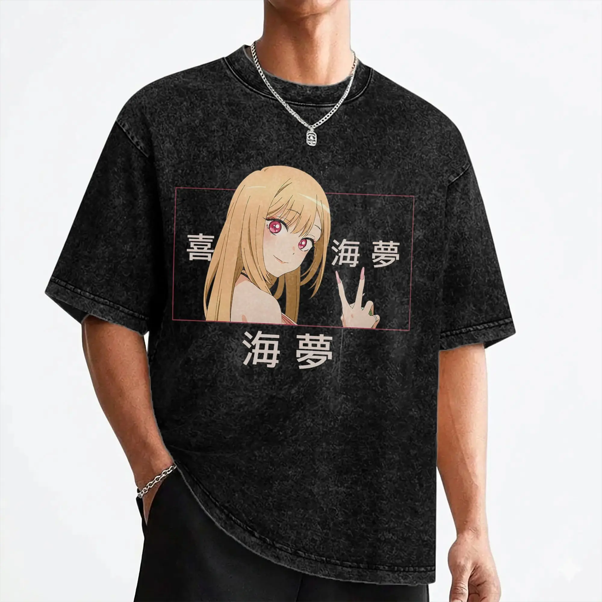 Marin Kitagawa Anime Washed T Shirts Streetwear Novelty T-Shirts My Dress-Up Darling Tees Tops Men Women Cotton Oversize Summer