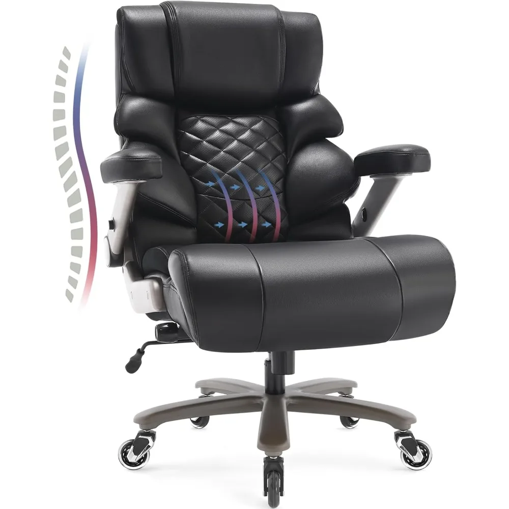 

700lbs big and tall office chair - adjustable lumbar support heavy duty metal base quiet rubber wheels high back large executive