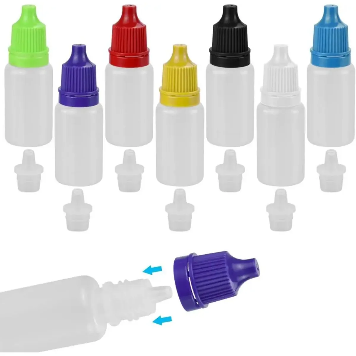 200 Stück 3ml/5ml/10ml Großhandel Bunte Deckel Augentropfenfläschchen Kleine Plastikflaschen für Rauchöl Nachfüllbare Flaschen – Detail 3