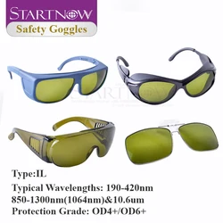 Startnow Laser Glasses Eye Protection CE 190-420nm 850-1300nm &10.6um OD4+ OD6+ Fiber YAG Marking Machine Protective Eyewear