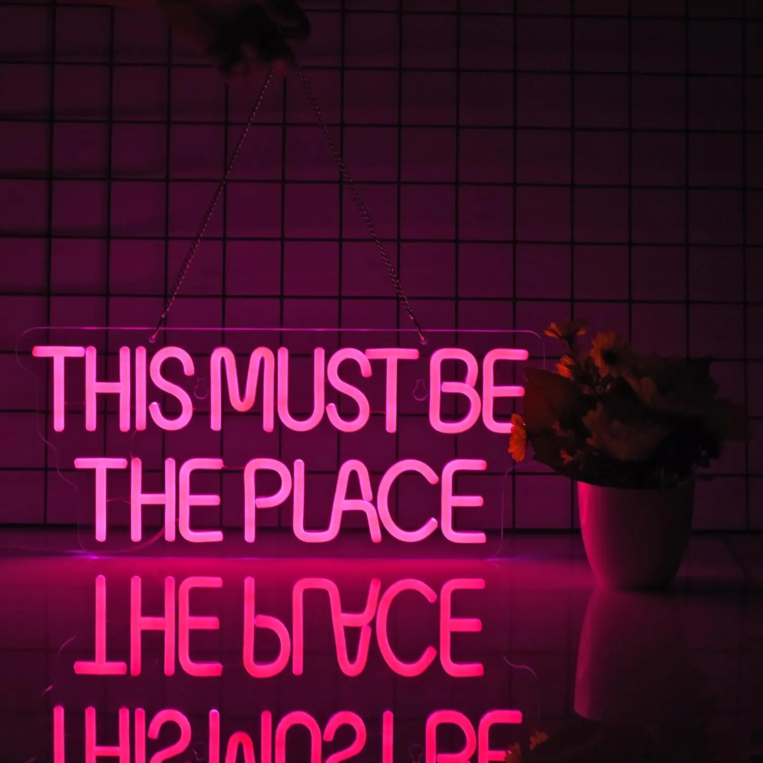 This Must Be The Place Neon Signs LED Neon Light Sign Light Up Neon Signs for Wall Décor USB Powered Neon Art Signs(Pink)