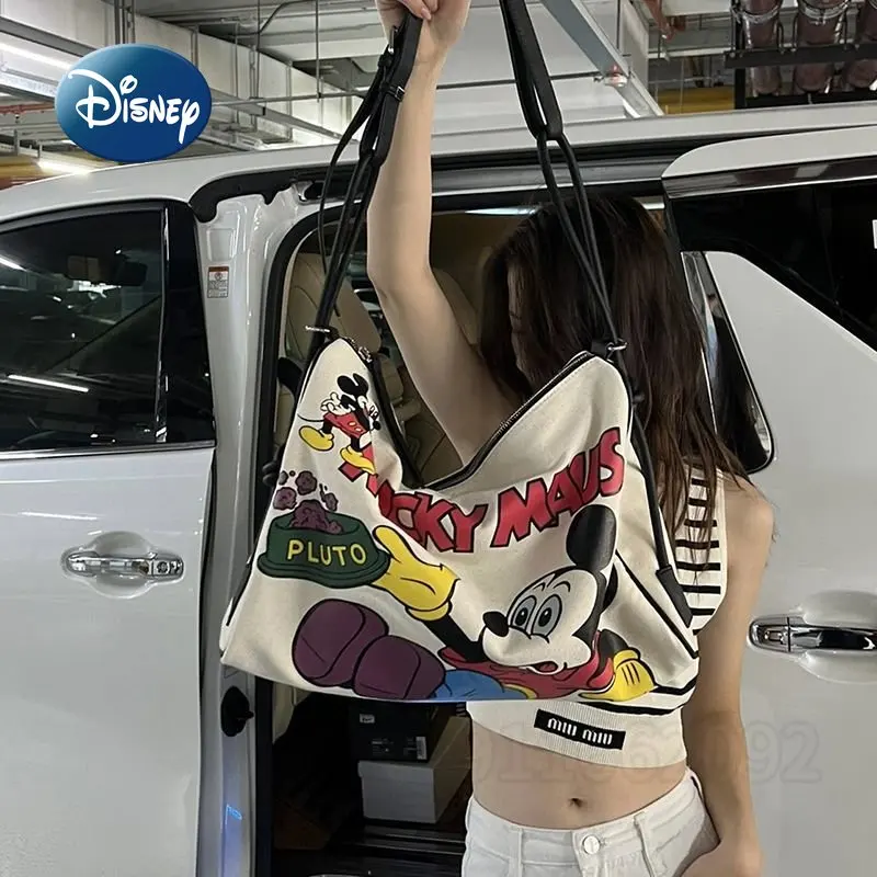 Disney-bolso de viaje de Mickey para mujer, bolso oblicuo de un hombro, de gran capacidad, multifuncional