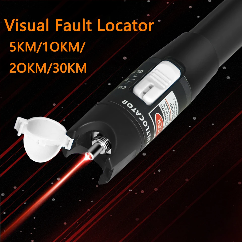 Localisateur visuel de défauts, testeur de câble à fibre optique, stylo à lumière laser rouge, type Sc/fc/st, portée 5-30km, 30mW, 20mW, 10mW, 5km