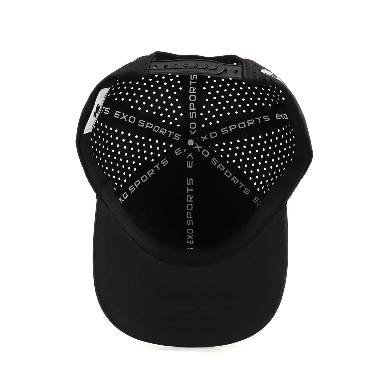 Custom OEM 6 Panel Golf Cap Waterproof Laser Perforated Hole Baseball Hat with Rubber Patch Lightweight Outdoor Sport Cap view 5