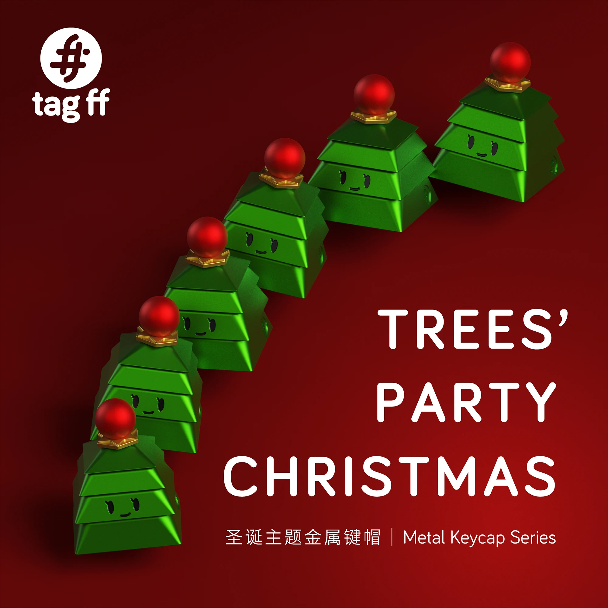 Tagff Mechanical Keyboard Keycaps Personalized Aluminum Alloy Keycap Customized Cute Christmas Tree Keycaps Pc Accessories Gifts