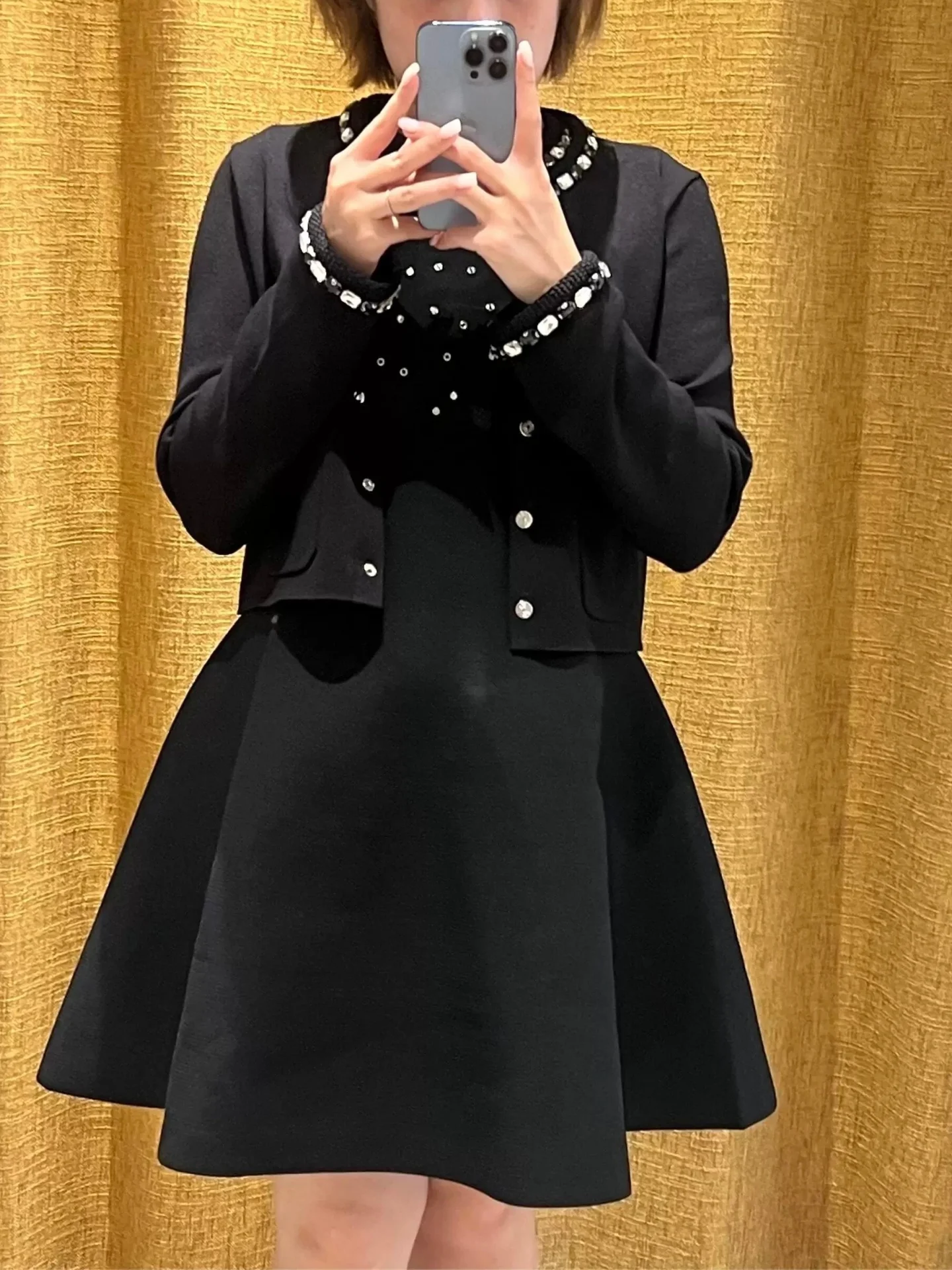 

Ele Bla Rhinestone круглый вязаный открытый кардиган с завязкой на талии жилет Dr Faion комплект для женщин с высокой талией ort Sle