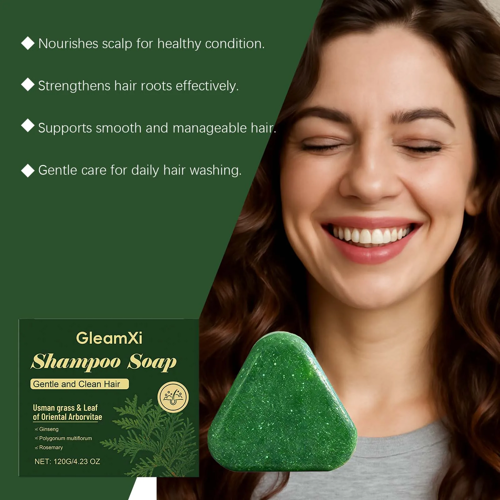 Твердый шампунь Usman Grass Chamaecyparis Leaf - нежное очищение кожи головы, питание, объем и блеск волос