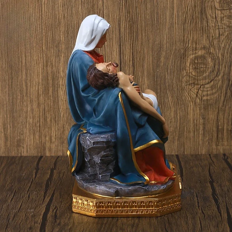

1Pc 8 "Mother Madonna with Jesus Christ After Crucifixion Resin Statue Figurines Ornaments Church Gift Home Decoration Fireplace