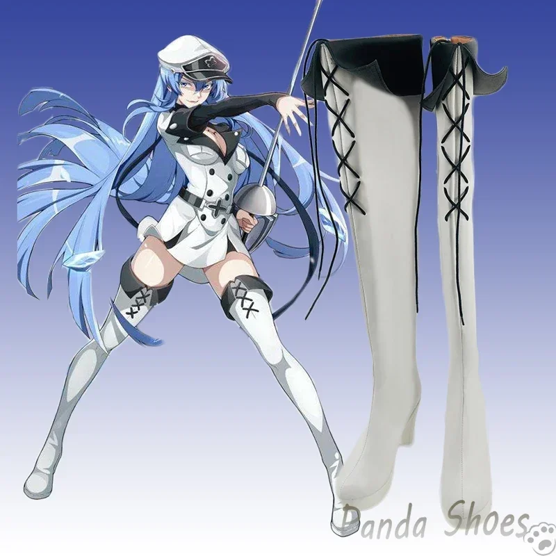 Anime Akame Ga KILL Esdeath Scarpe Cosplay Gioco Anime Cos Comic Costume Cosplay Scarpe Prop per Con Festa di Halloween