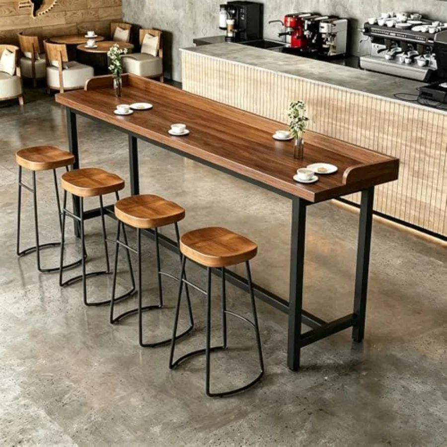 

Bar Table, Industrial High Top Pub Table, Long Counter Height Dining Table for Small Space, Kitchen, Dining, Cafe and Restauran