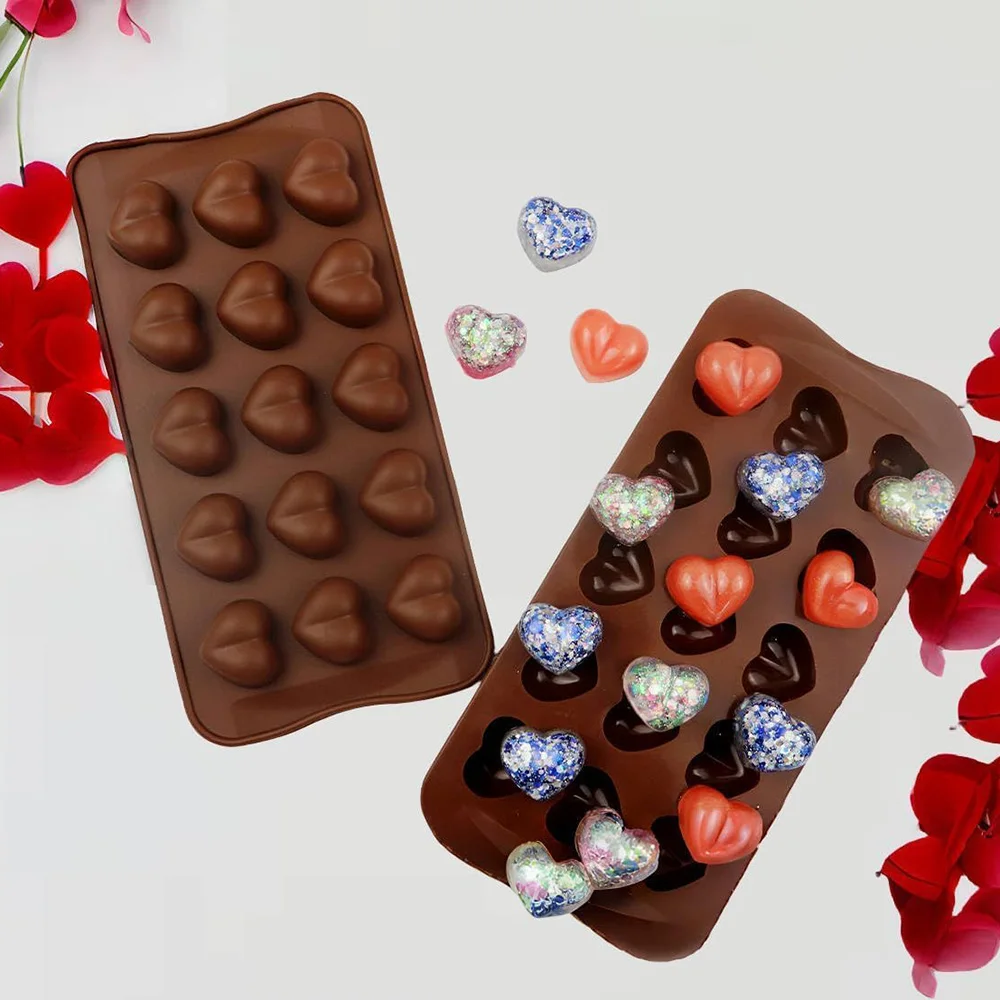 Wax Melts Molds Silicone Heart Molds for Heart Candy Gummies Chocolate Ice Cube Jelly Cake Soap Candle DIY Valentine Gift