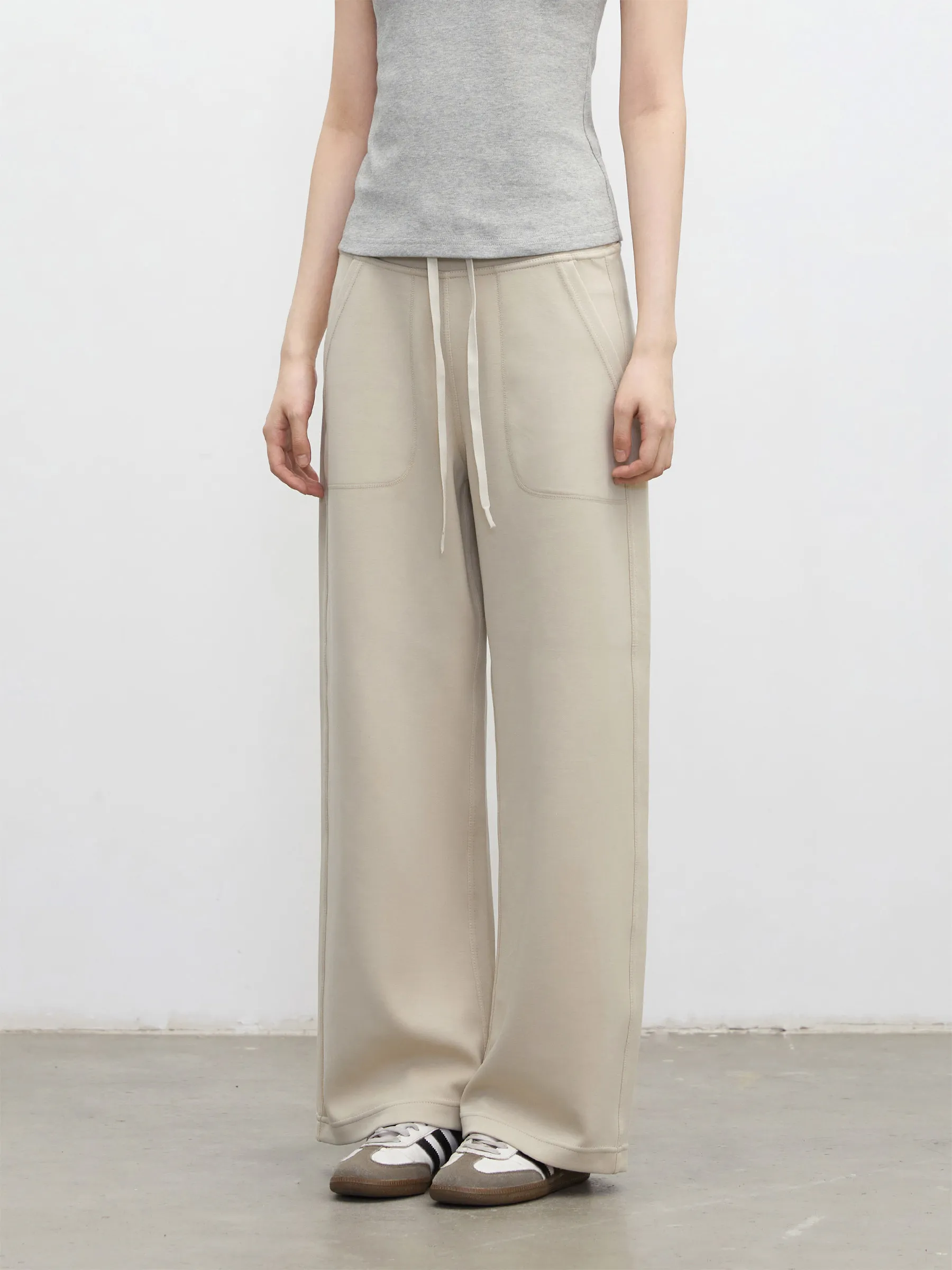 CHIC VEN New Women Pants Loose High Waisted Drawstring Straight Leg Casual Trousers Ladies Yoga Sports Pant Spring Autumn 2026