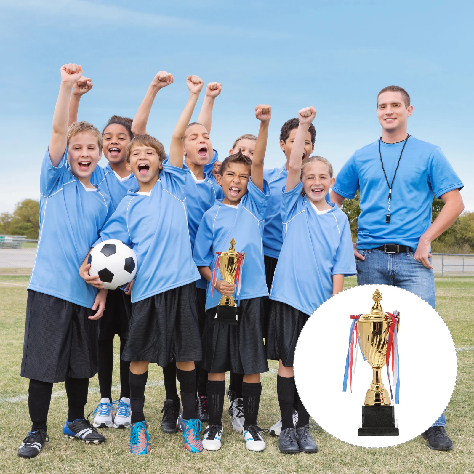 

Metal Trophy 35.5Cm Golden Cup Award Black Base Sports Competition Prize Party Favor Classroom Event Honor Symbol