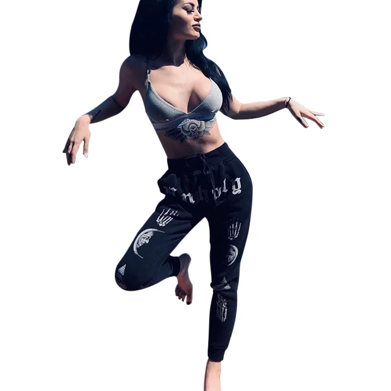 2019 Punk Grunge Gothic pant Harajuku Pentagram pant Long Sleeve Autumn Hollow Out Patchwork trouser Vintage