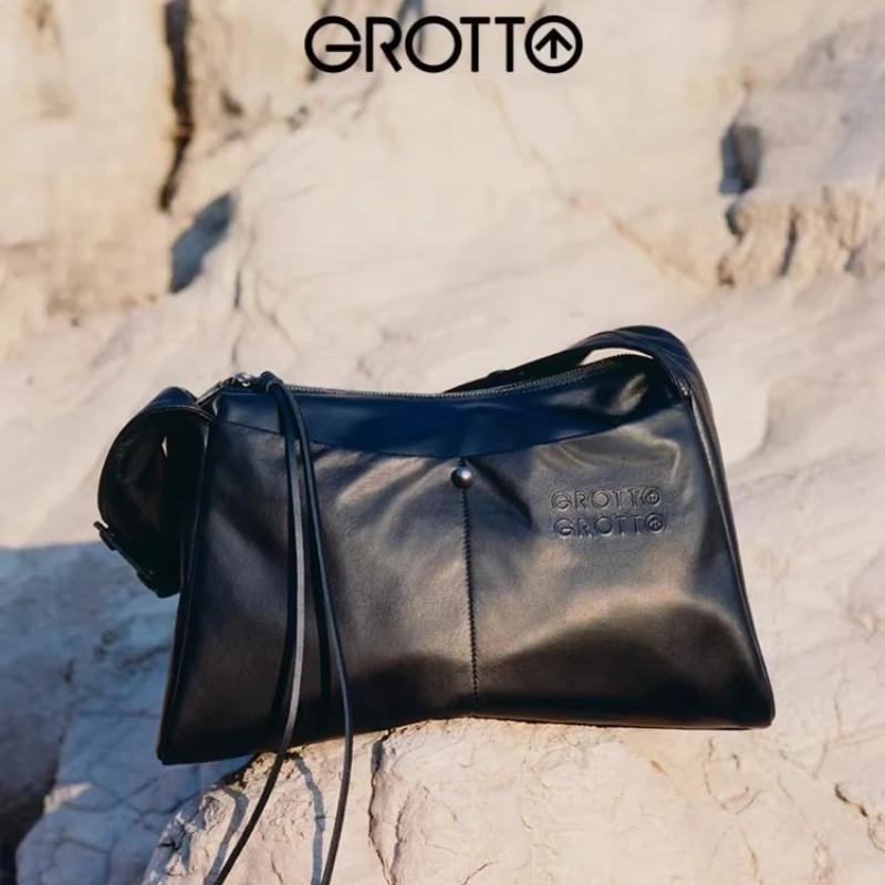 

GROTTO 2025 New Tofu Bag Calfskin Leather Shoulder Bag / Crossbody / Tote / Soft Bag