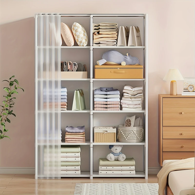 6/5 Layers Dustproof Wardrobe High Capacity Partition Bookshelf Bedroom Open Simple Assembly Storage Cabinet Bedroom Furniture