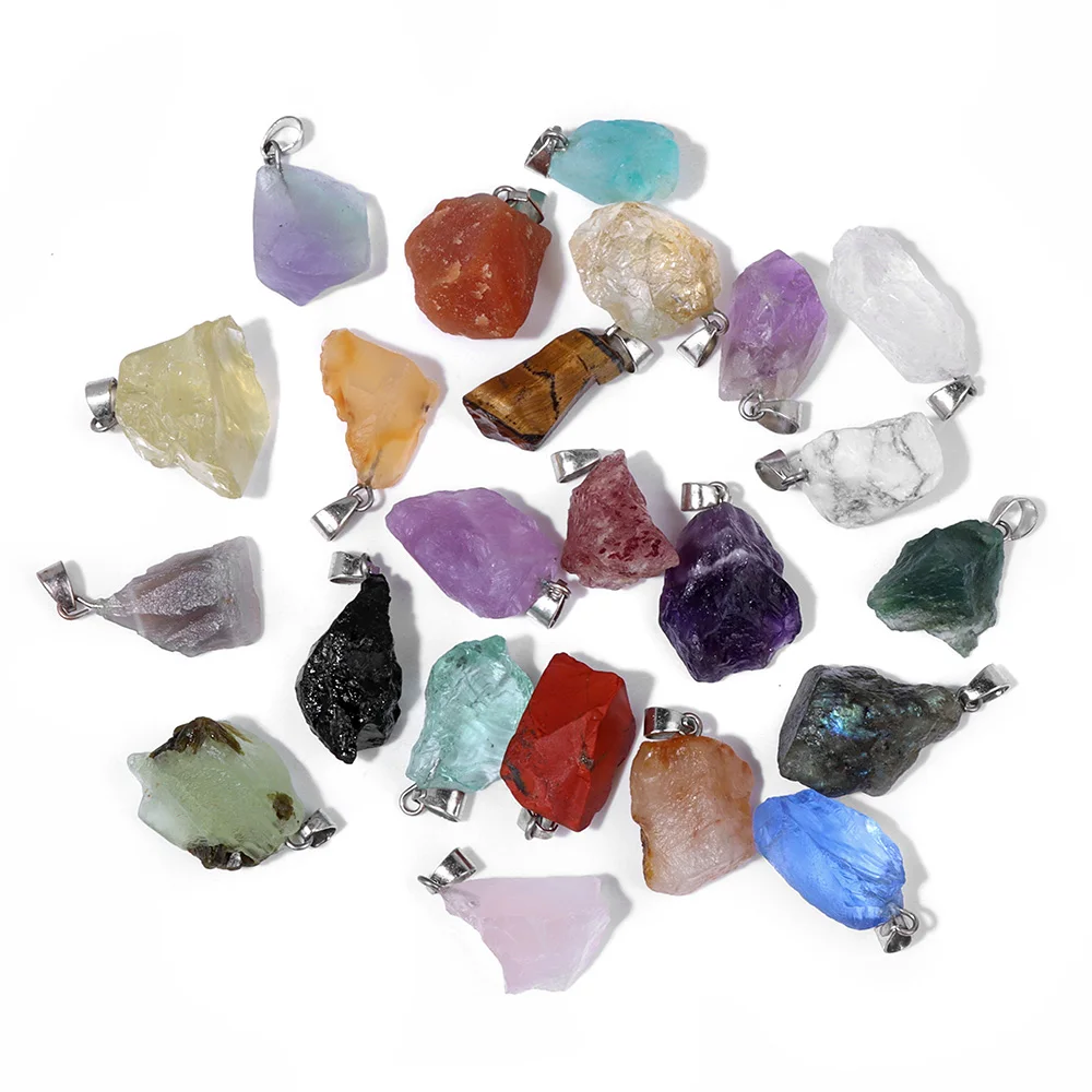 Irregular Natural Rough Stone Pendant Healing Crystal Quartz Pendants for Jewelry Making DIY Women Men Necklace Accessries