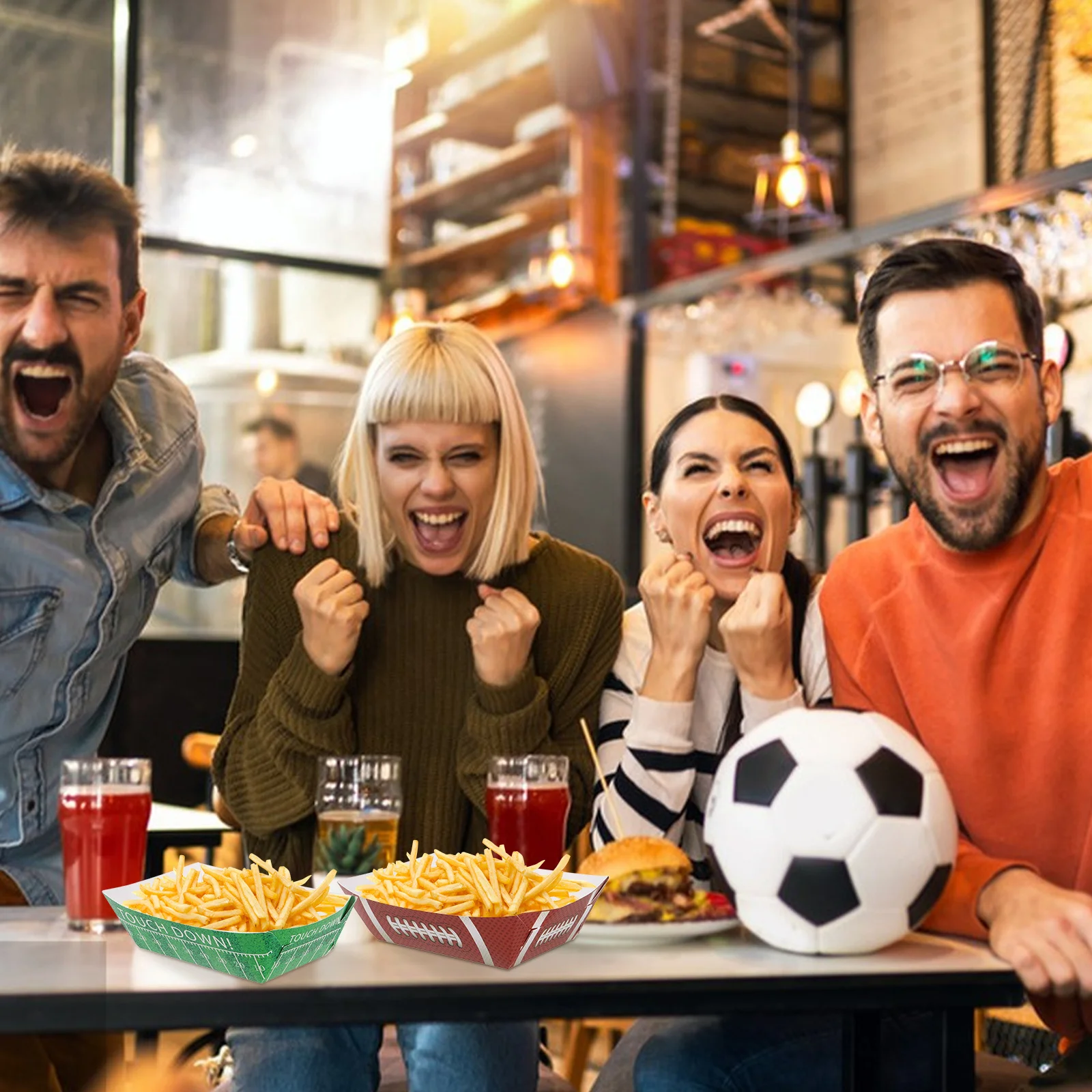 

20pcs Hot Dog Boats Football Themed Disposable Serving Trays For Party Snacks Sandwiches Fries Chicken Tenders Cold Food Bowl