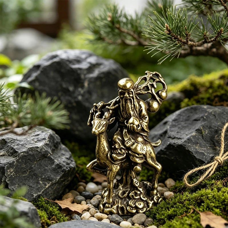 Classcial Copper God of Longevity Statue Longevity Miniatures Figurines Retro Brass Buddha Ornaments Home Decoration Accessories
