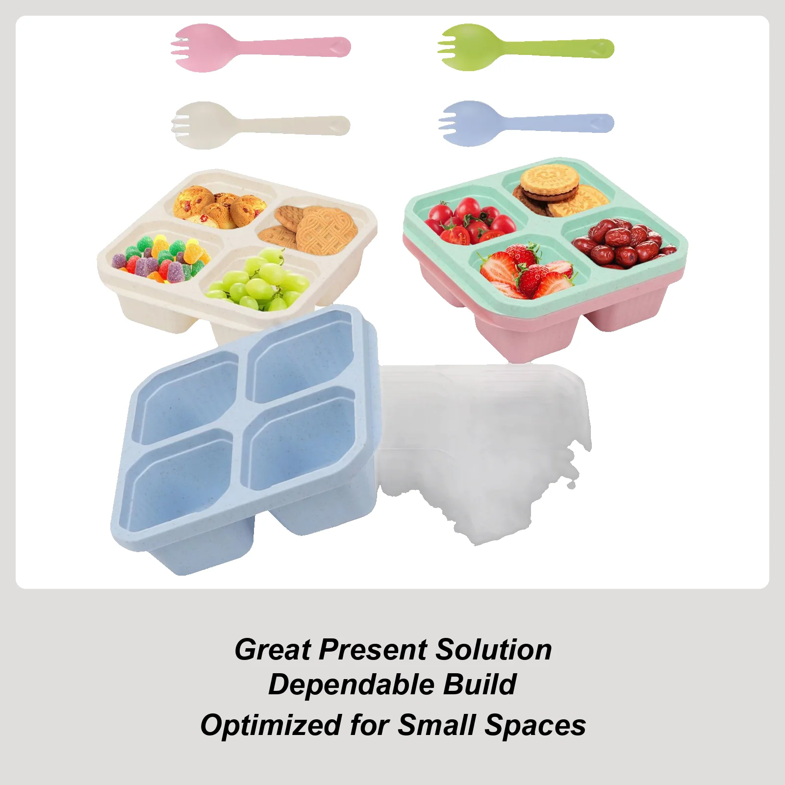 

4 Pieces Snackle Box Meal Container For Camping Stackable Food Storage Box For Parents Apartment Dwellers Teachers School Hiking