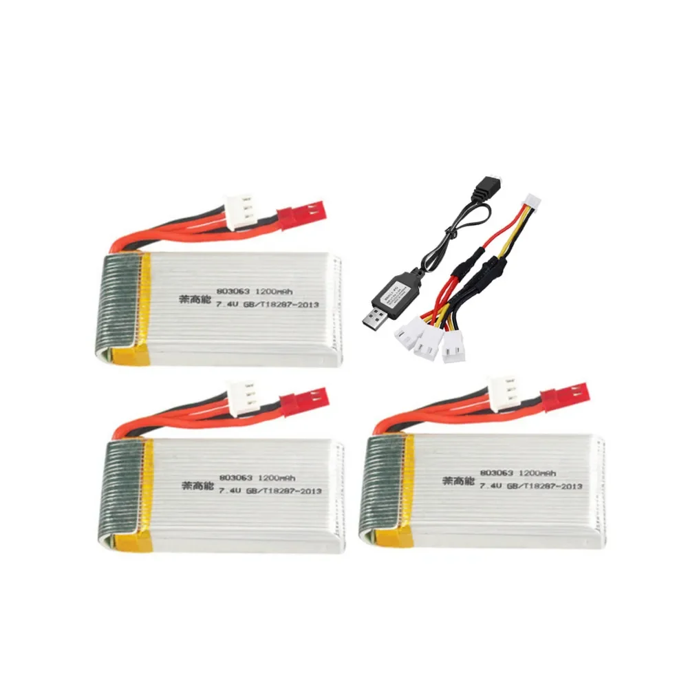 7.4V 1200mAh 2S 803063 30C Lipo batteria per MJX X101 X102 Yi zhang X6 H16 RC Drone pezzi di ricambio 7.4V caricabatteria Set