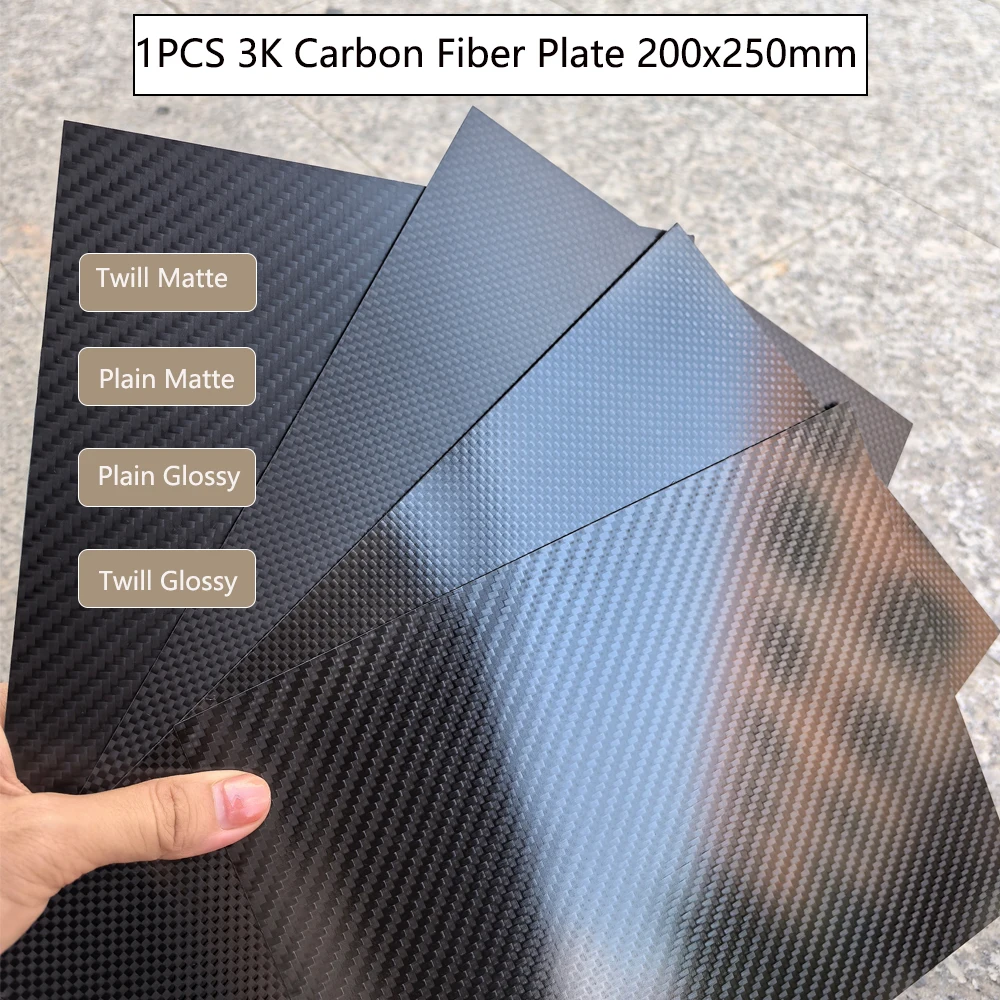 

1pcs 200x250mm Twill Matte Plain Glossy Full 3K Carbon Fiber Plate Sheet High Strength Carbon Board Panel Thickness 0.5mm -5mm