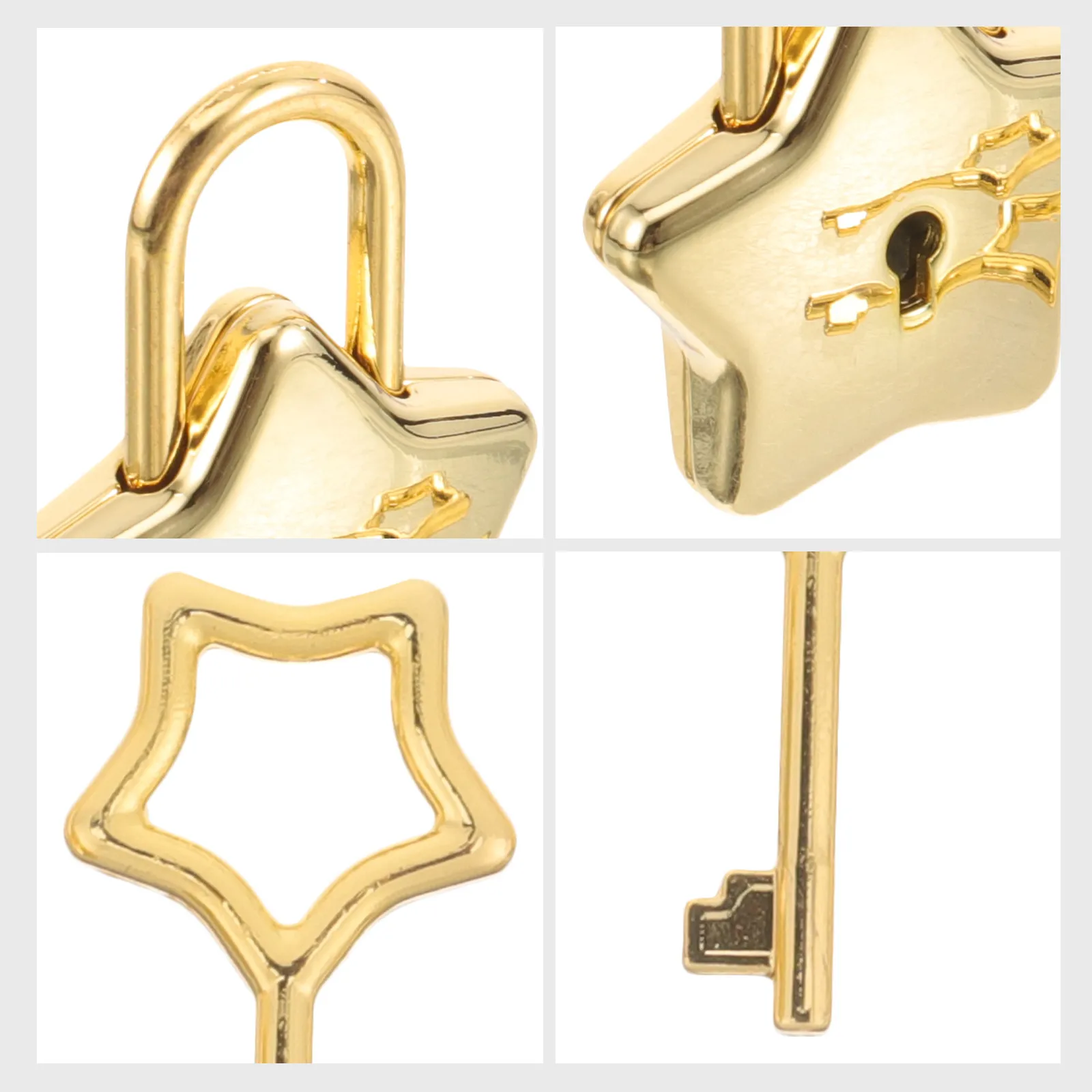 Golden Star Shaped Padlock Mini Locks for Suitcase Luggage Travel Diary Books Pentagram Security Zinc Alloy Lightweight Portable