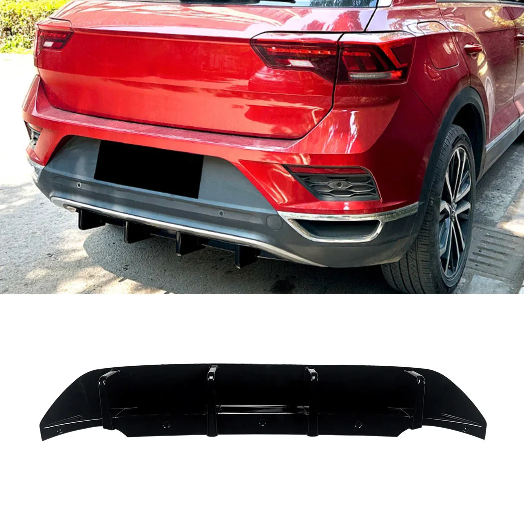 

For Volkswagen T-Roc Standard Edition 2018-2022 Rear Bumper Diffuser Lip Spoiler Splitter Protector ABS Decoration Guard