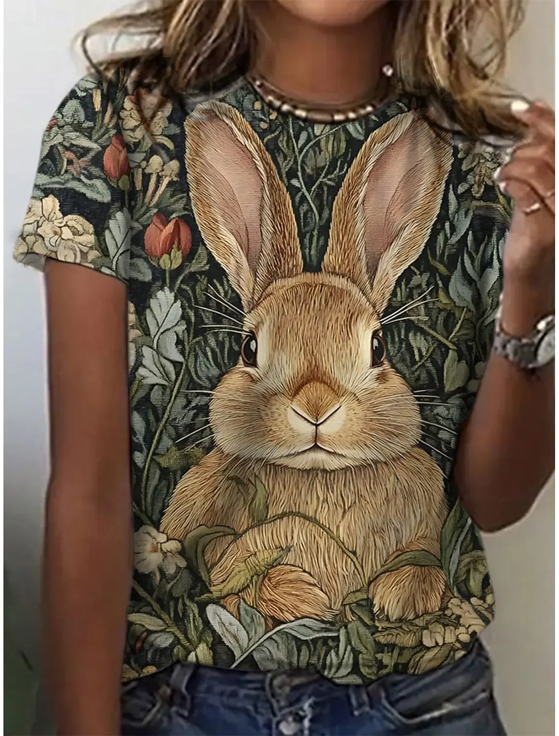 

Easter Women's Funny Animal Prints T Shirts Short Sleeve Tees Tops 3D Prints O-Neck Shirt Plus Size Casual Clothing Apparel