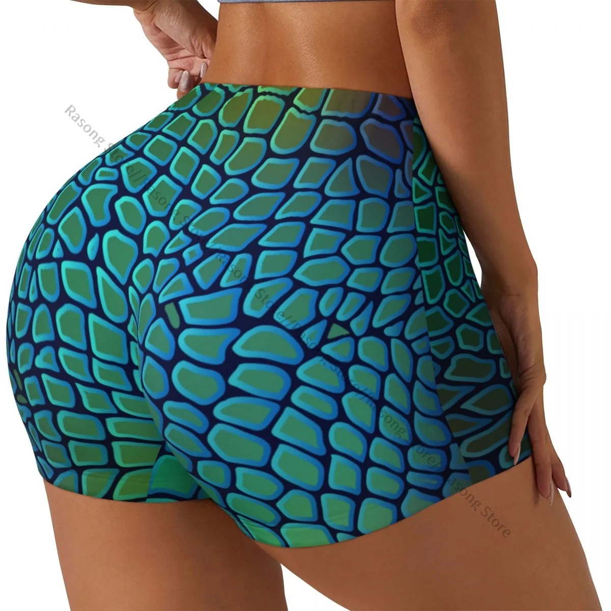 

Sexy tight hip sports shorts Animal Snake Textures Crocodile Pattern fitness women's comfortable yoga shorts