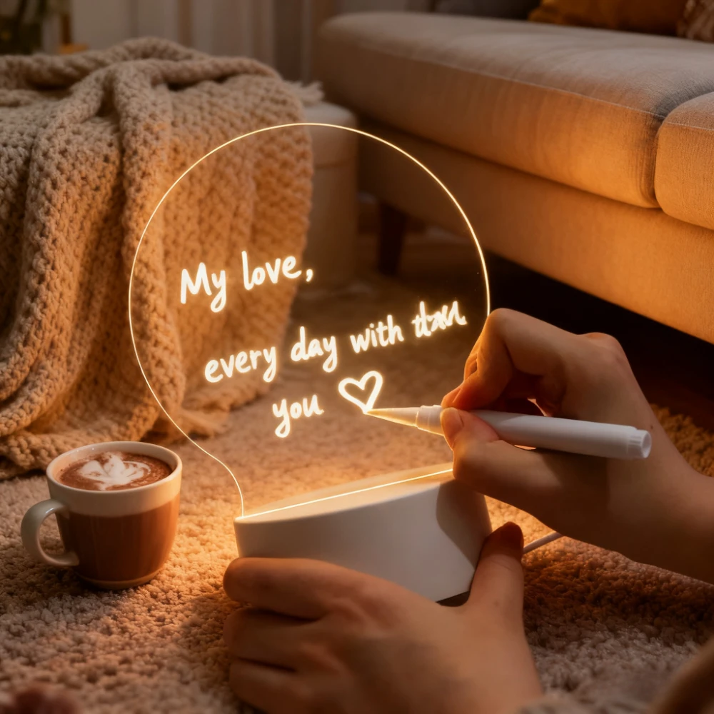 Message Board Night Light Lamp baby Transparent Acrylic Led Lights 3D Writing Board Night Lights For Bedroom Desk