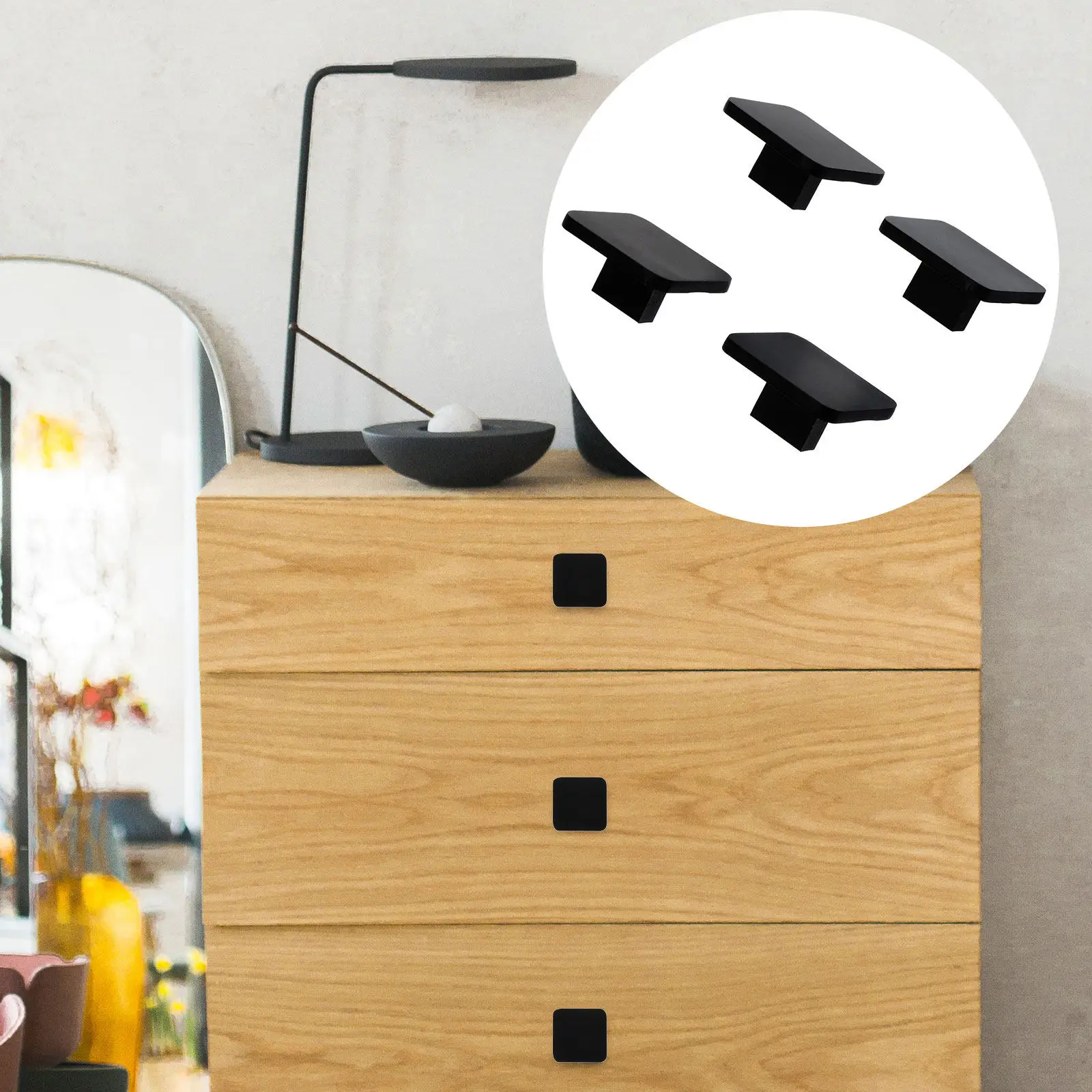 

4Pcs Cabinet Handles European Style Aluminum Drawer Pulls Simple Square Design for Wardrobes Cabinets Drawers Furniture Hardware