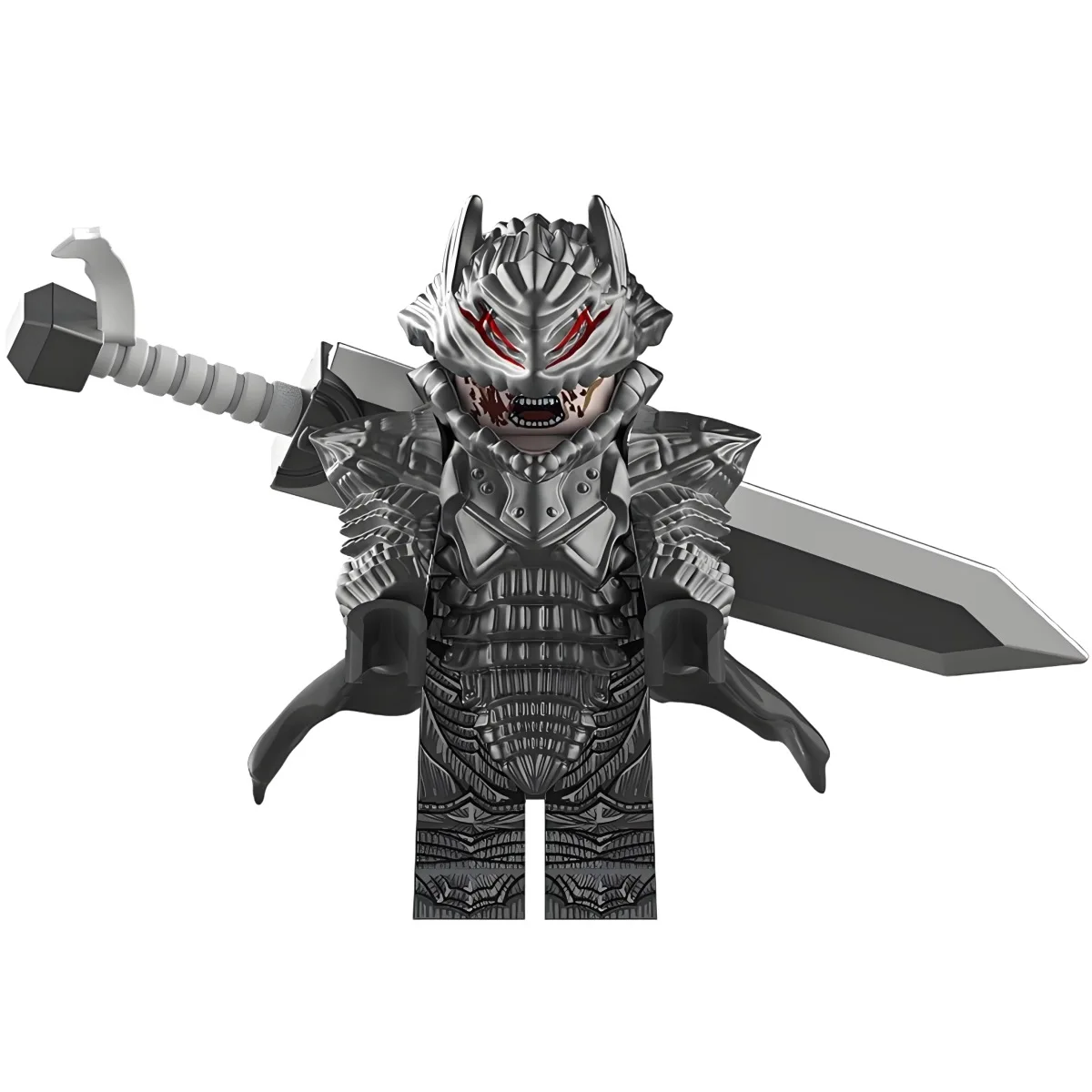 Warrior King Guts from Berserk: Third-Party Minifigure Building Block Weapon Magnetic Cape & Horse Compatible