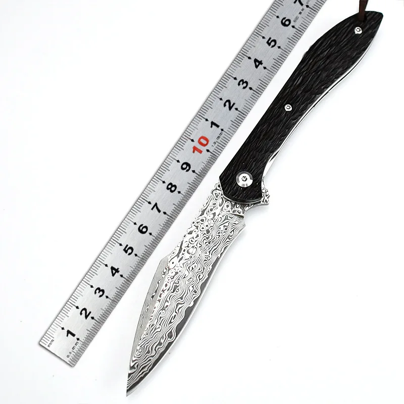 High-quality Damascus wild survival self-defense folding knife outdoor portable sharp pocket EDC fishing hunting knife